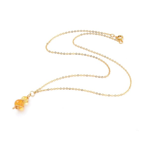 Handmade Wire Wrap Genuine Yellow Quartz Necklace & Earring Set Gold NWOT 2/$25 - Picture 4 of 9